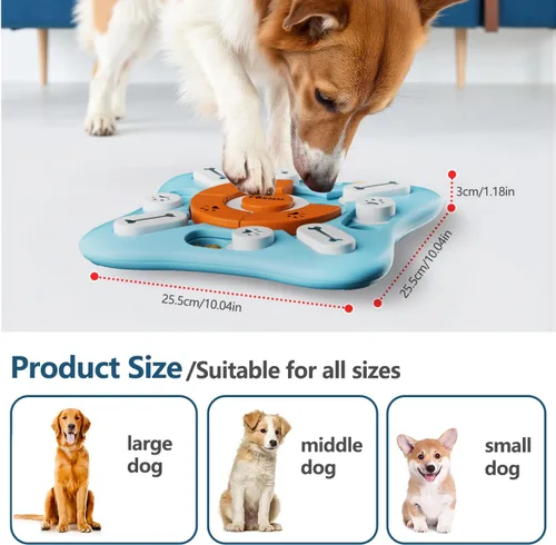 Vista 7 de Juguetes interactivos para perros para entrenamiento de coeficiente intelectual y estimulación mental, divertido alimentador lento, juguetes