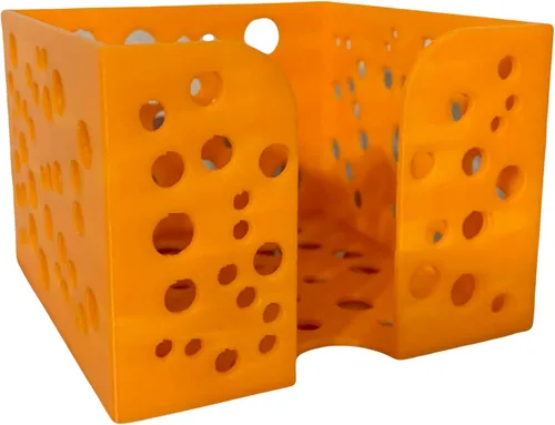 Vista 3 de 3D impreso amarillo queso americano rebanada titular queso suizo nota pegajosa escritorio organizador (blanco)