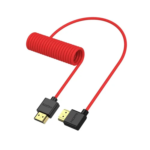 Vista 38 de Cable HDMI en espiral 8K ángulo derecho izquierdo tipo A HDMI 2.1 Cable para cámaras Sony Canon R5 Nikon Blackmagic Pocket Cinema