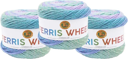Vista 26 de Lion Brand Yarn, Muticolor - Hilo de noria para tejer, ganchillo y manualidades, algodón de azúcar, 1 paquete