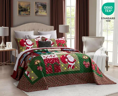 Vista 2 de CHIXIN - Juego de colcha tamaño King/Cal King extragrande, diseño de Navidad, microfibra ligera y suave, 4 piezas