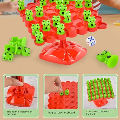 Vista 4 de Juego de equilibrio de rana, juego de mesa de equilibrio, juegos de equilibrios para dos jugadores, árbol interactivo para padres e hijos, juego