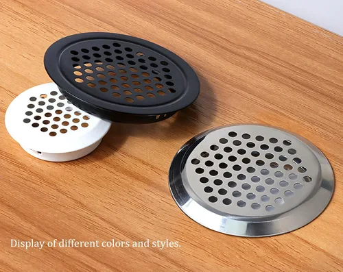 Vista 7 de NACX 50 piezas de rejillas de ventilación circulares de 50 mm, rejilla de ventilación de soffit de acero inoxidable redonda (negra)