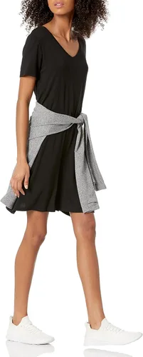 Vista 4 de Tienda Essentials Vestido regular de manga corta con cuello en V para mujer