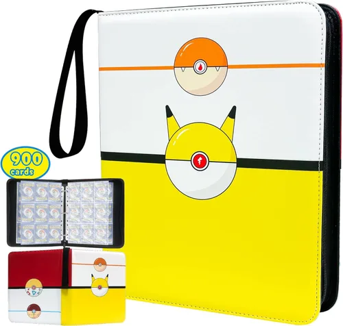 Carpeta de 900 bolsillos para tarjetas Pokémon, 9 bolsillos compatible con tarjetas coleccionables Pokémon con fundas extraíbles, estuche de