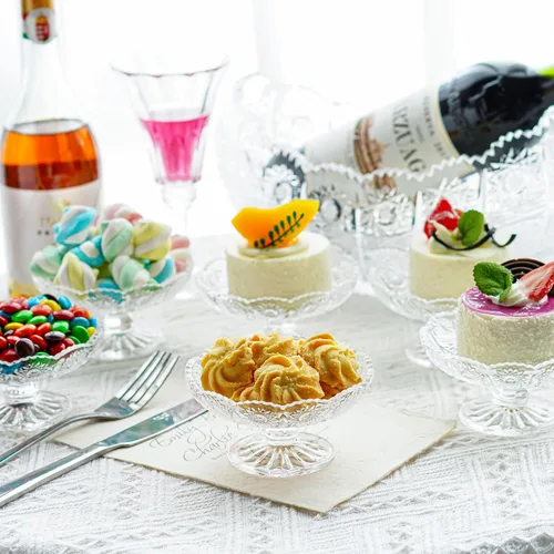 Vista 6 de kanpura Juego de 6 platos de postre de cristal para tartas, servidor de platos de cupcakes de cristal para chocolate, postre, soporte pequeño