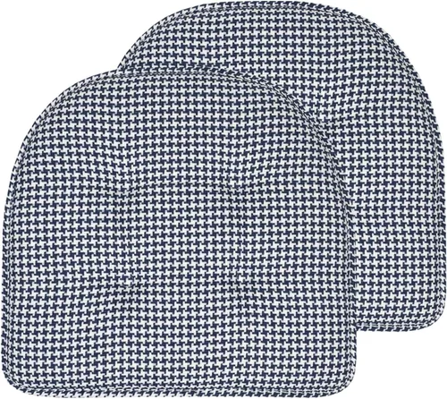 Vista 44 de Sweet Home Collection - Cojín de asiento de espuma viscoelástica y respaldo de caucho antideslizante con capitoné para silla, cojín en U, 17x16 Gris