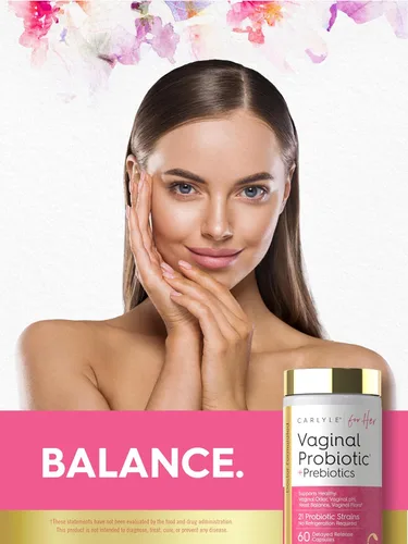 Vista 6 de Carlyle Probióticos vaginales para mujeres 60 cápsulas con prebióticos Apoya el olor saludable, el pH, el equilibrio de levadura y la flora