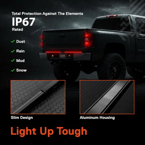 Vista 5 de True Mods Barra de luz LED de 49 pulgadas para puerta trasera ahumada para camioneta, remolque, vehículo [aluminio rígido] [secuencia de encendido]