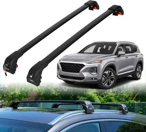 Vista 14 de ERKUL Barras Transversales de Techo para Hyundai Santa Fe 2013-2018 Barras Transversales de Aluminio con Cerradura Antirrobo para Techo Negro
