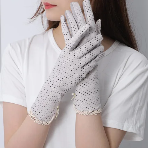 Vista 3 de Mcool Mary Guantes de encaje para mujer para actividades al aire libre, 4 pares, protección solar, algodón transpirable resistente a los rayos UV