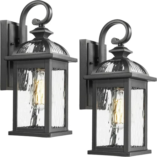 Vista 17 de Darkaway Accesorios de iluminación exterior para montaje en pared, aplique de pared al aire libre con vidrio sembrado, impermeable, accesorio