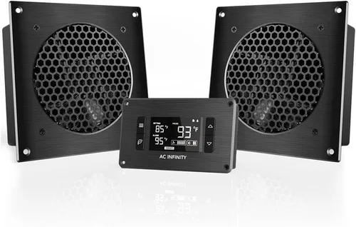 Vista 16 de AC Infinity AIRPLATE T3, sistema de ventilador de refrigeración silencioso de 6" con control de termostato, para gabinetes AV de cine en casa