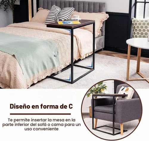 Vista 8 de Tangkula soporte para laptop, mesa portátil de extremo para sofá, mobiliario de oficina y hogar.