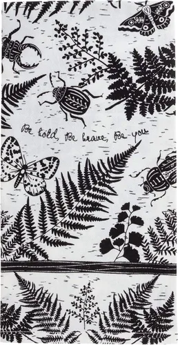 Vista 23 de Karma Gifts - Toalla de té bohemia en blanco y negro, perro, 28 pulgadas de largo x 20 pulgadas de ancho