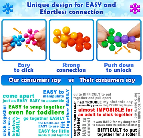Vista 3 de Curious 2 Learn Bloques de construcción de 300 unidades – Juguetes STEM para la creatividad – Regalo de cumpleaños para niños de 4 años – Juego