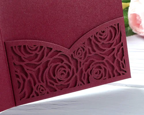 Vista 7 de 20 unidades de bolsillo para tarjetas de invitaciones de boda cortadas con láser con sobre para fiesta de cumpleaños, invitaciones de baby o novia
