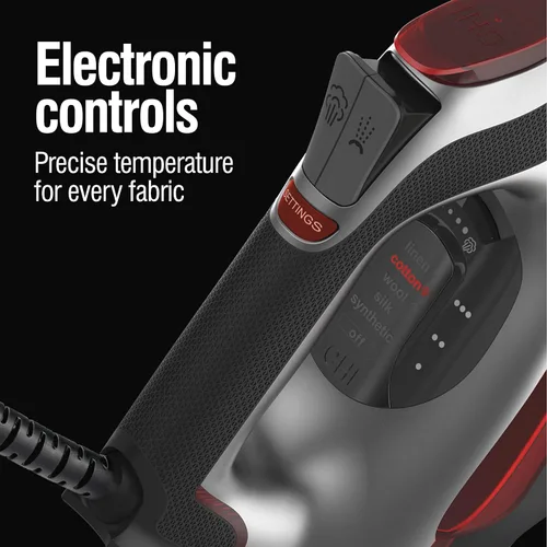 Vista 3 de Plancha de vapor CHI Steam para ropa con control electrónico de temperatura, suela de cerámica infundida con titanio, 1700 vatios, cable XL de 3