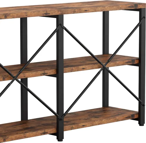 Vista 7 de IRONCK Mesa consola rústica de entrada, mesa larga de pasillo de 47 pulgadas, 3 niveles, soporte de TV para centro de entretenimiento, soporte