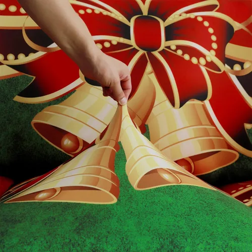 Vista 3 de LIPOR Fundas elásticas para sofá de Navidad, 3 piezas, con 2 fundas de cojín, campanas de Navidad verdes, decoración del hogar, protector de muebles