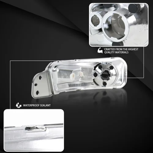 Vista 4 de Autozensation Compatible con Ford Mustang Gt V6 L+R 2005-2009, carcasa negra, luces de parachoques de lente transparente