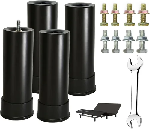 Vista 13 de Patas de repuesto de metal de 4 pulgadas para base de cama ajustable, resistentes de altura extra, compatibles con el 89% de los marcos como roscas
