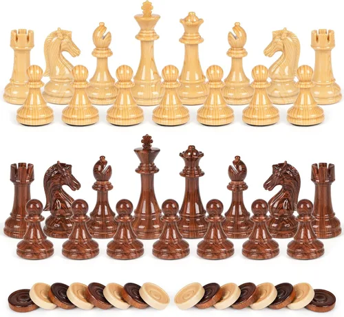 Vista 6 de Juego de ajedrez magnético 3 en 1 y juego de mesa de backgammon de damas, tablero de ajedrez plegable de madera de 15 pulgadas, juego de ajedrez