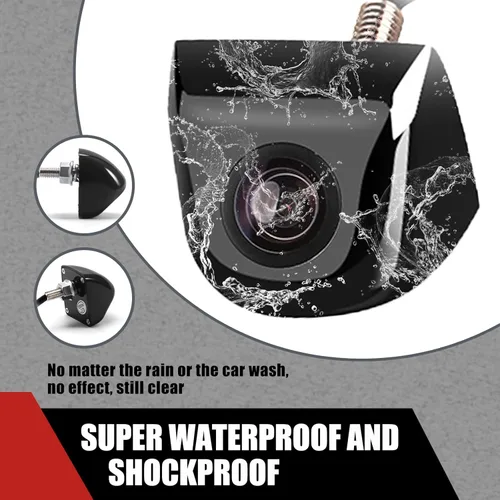 Vista 6 de 1 PC HD Cámara de respaldo para auto, 170 grados de ángulo amplio, cámara IP68 impermeable de metal sin luz, reemplazo de cámara universal