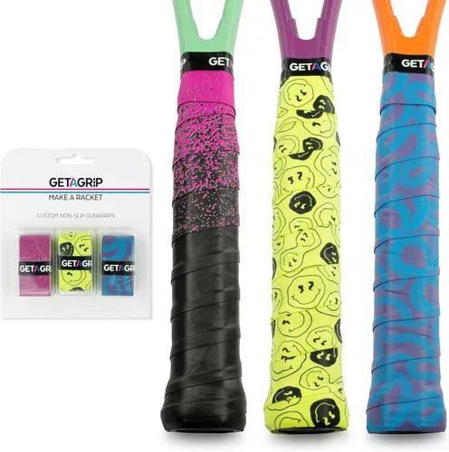 Vista 22 de Get A Grip - Grip personalizado para raqueta de tenis - Agarre antideslizante/de secado rápido para tenis - Grip precortado para raqueta