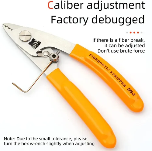 Vista 6 de Cable de fibra óptica de acero inoxidable Stripper Herramienta de tres agujeros Pigtail Cable Stripping Alicates 2pcs