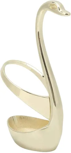 Vista 8 de Juego de cubiertos de cuchara de postre de acero inoxidable elegante para el hogar con soporte en forma de cisne (dorado)