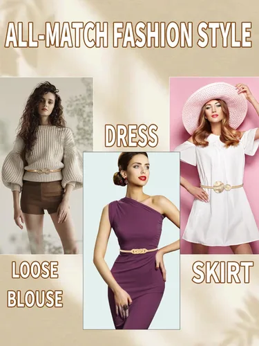 Vista 7 de onenine Cinturón de oro para vestido de mujer, cinturón de cadena colgante elástico, cinturón de cadena de oro, oro y plata