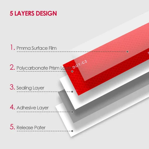 Vista 5 de LEORAY Cinta reflectante DOT-C2, cintas reflectantes DOT de 2 pulgadas x 30 pies, impermeable, cinta reflectante adhesiva roja y blanca