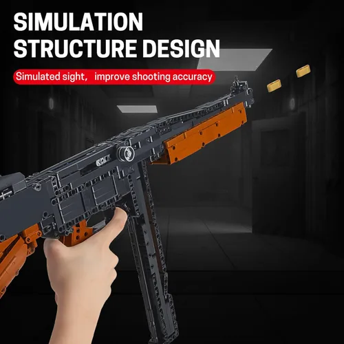 Vista 4 de Pistola modelo de ladrillos de construcción, más de 1208 piezas, kit de modelos de pistola de ensamblaje de partículas pequeñas, juguete