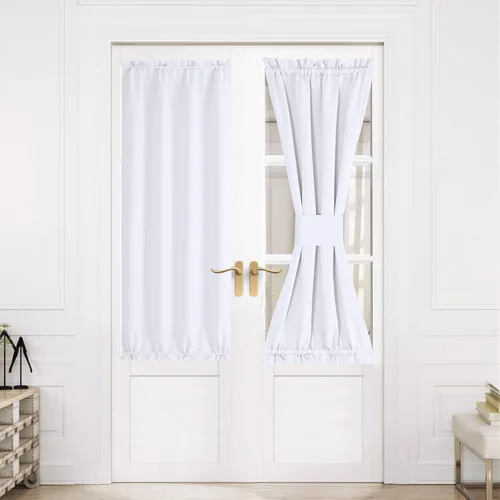 Vista 132 de NICETOWN Cortinas 100% opacas para puerta francesa, cortinas de privacidad para ventana, persianas de oscurecimiento de habitación de 25 x 64