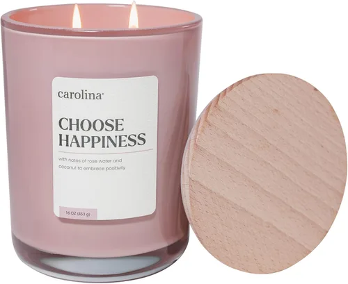 Vista 9 de Carolina Encantadora vela perfumada de lavanda, vela relajante de aromaterapia de bienestar de 16 onzas, 2 mechas de cera de mezcla de soja, velas