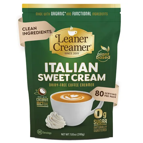 Vista 16 de Leaner Creamer Crema de café a base de plantas con aceite MCT, 0.00 oz de azúcar, apta para Keto, sin lácteos, crema de coco en polvo, crema de café