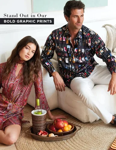 Vista 3 de Robert Graham Camisa de manga corta de algodón con botones para hombre Cayuga