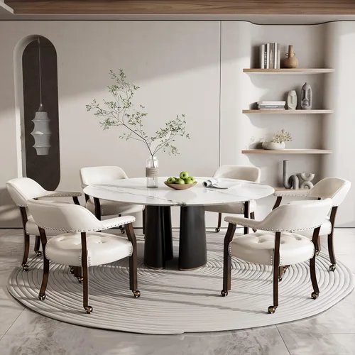 Vista 6 de Silla de comedor con ruedas, sillas de capitán con rodillos, juegos de dinette, sillas de póquer con ruedas, mesa de cocina, sillas rodantes, silla