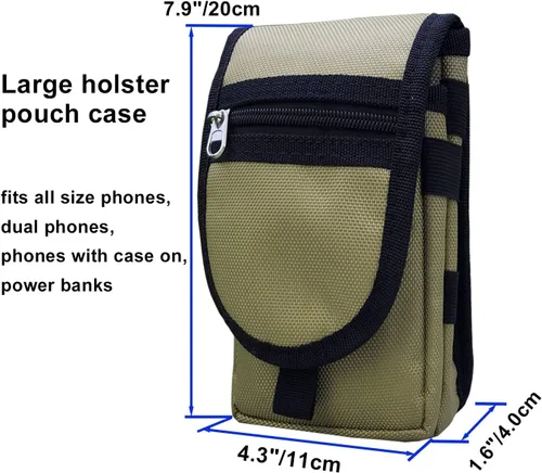 Vista 2 de Funda doble para teléfono para dos teléfonos, soporte para cinturón para hombre, funda táctica para teléfono celular con trabilla para cinturón