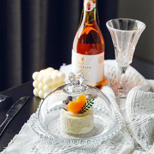 Vista 6 de Kanpura Plato de Cristal para Pastel de 7" con Cúpula, Soporte para Pastel con Tapa, Bandeja de Servir de Vidrio con Patrón Redondo con Tapa