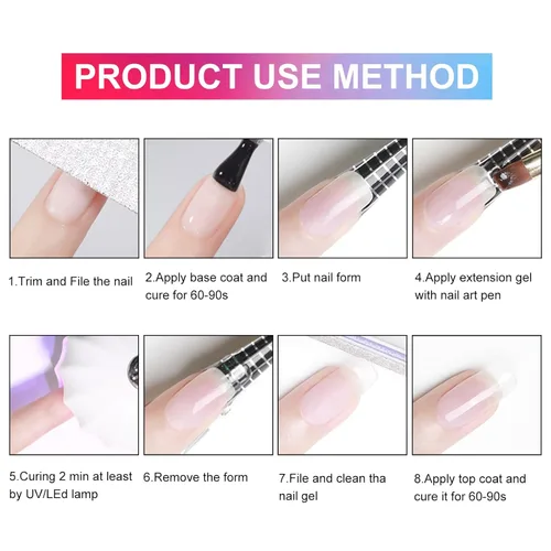 Vista 5 de VENALISA Gel Duro para Uñas, 50ml Gel de Uñas en Jelly Rosa Constructor, Gel de Extensión de Uñas, Fortalecedor de Polygel, Arte de Uñas, Manicura
