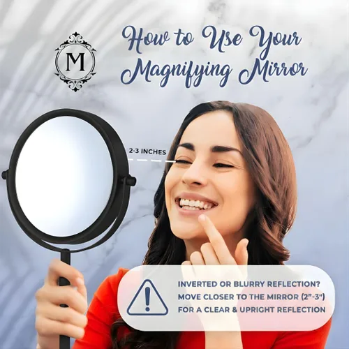 Vista 4 de MIRRORVANA Espejo de maquillaje con aumento 10X en soporte redondo para mesa, escritorio de tocador de dormitorio y encimera de baño, espejo