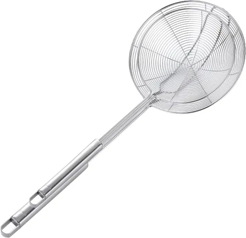 Vista 2 de Espumador de araña de acero inoxidable, juego de 2 cucharas coladoras de pasta de cocina profesional con mango largo