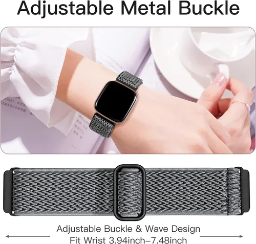 Vista 3 de Bandas elásticas compatibles con Fitbit Versa 2 Band para mujeres y hombres, paquete de 2 correas deportivas de nailon suave ajustable transpirable