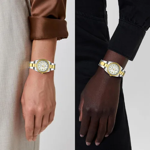 Vista 6 de LN LENQIN Relojes para mujer, fáciles de leer, impermeables, para mujer A1-LN-L0150-Plata Oro Blanco