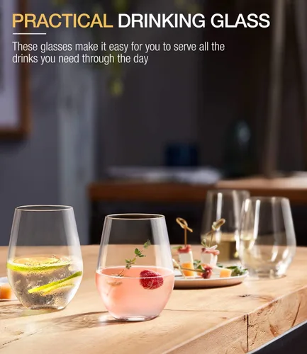 Vista 5 de Juego de 6 copas de vino de plástico irrompible sin tallo, vaso de vino de plástico Tritan sin BPA, cristalería reutilizable para uso al aire libre