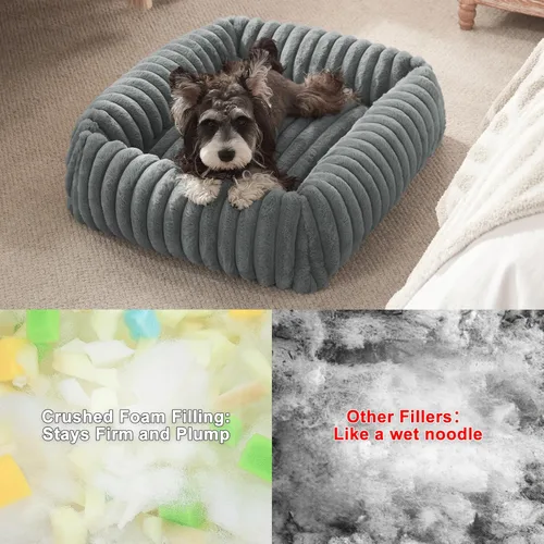Vista 3 de Camas para perros pequeños, cama ortopédica lavable para perros con funda extraíble, rectangular, suave, relajante, para cachorros, duradera
