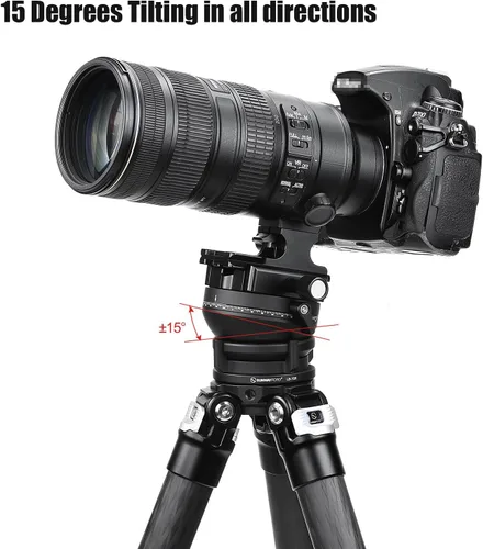 Vista 7 de SUNWAYFOTO LB-75R 360 Base de nivelación panorámica Cabezal de trípode 33 lbs (15kg) Capacidad de carga