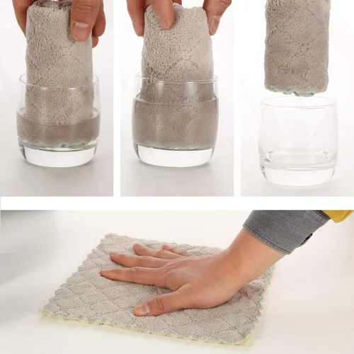Vista 3 de kimteny Paños de limpieza de cocina, paños de microfibra, sin pelusas, reutilizables, para el hogar, súper absorbentes, de secado rápido, 10 x 10